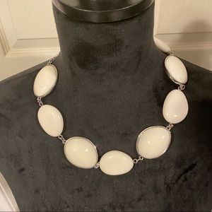 Vintage Milkstone Necklace 90’s Style Silver edge Lady’s Milkstone Neckl…